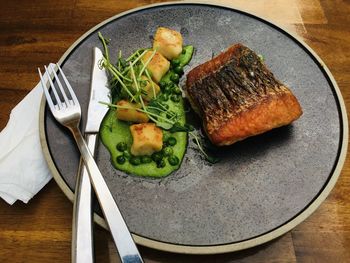 High angle view of meal served in plate