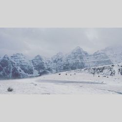 Scenic view of snow covered mountains