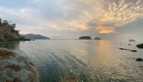 Scenic view of sea against sky during sunset