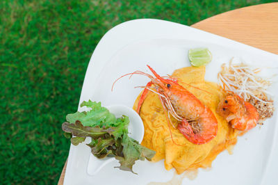 High angle view of meal served in plate