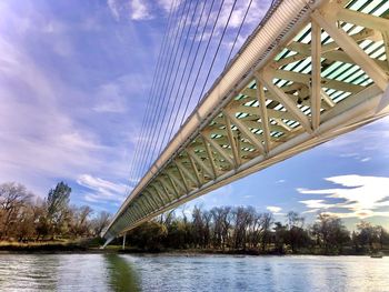 Low angle view of bridge over river against sky