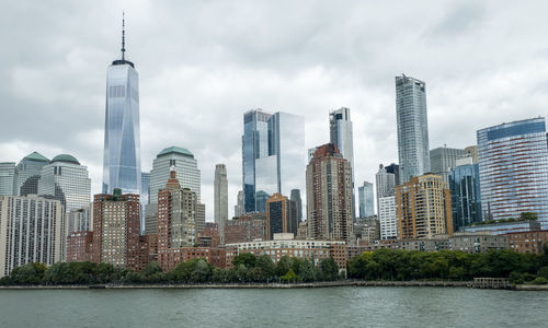 New york city skyline view from the harbor