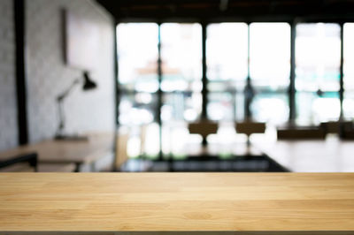 Close-up of empty wooden table