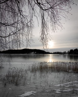 Scenic view of lake during sunset