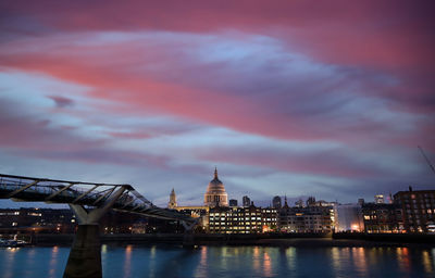 Illuminated buildings at waterfront