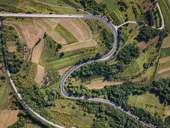 High angle view of road passing through landscape