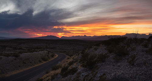 Scenic view of landscape against sky during sunset