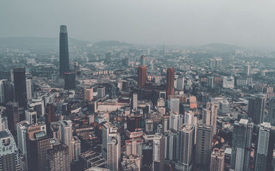 High angle view of buildings in city