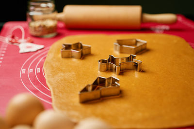 High angle view of food on table