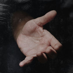 High angle view of human hand