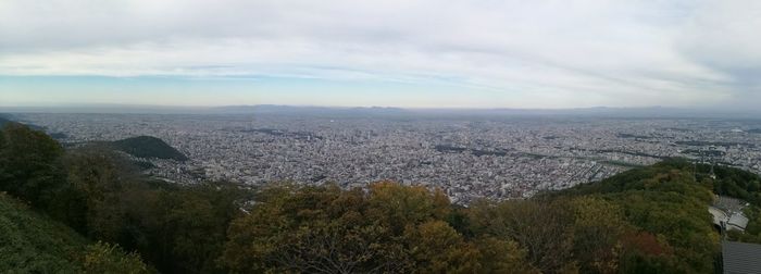 High angle view of cityscape against sky