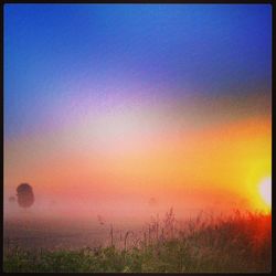 Scenic view of landscape at sunset