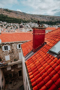 High angle view of townscape against sky