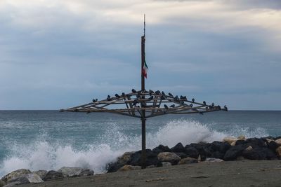 Scenic view of sea shore against sky