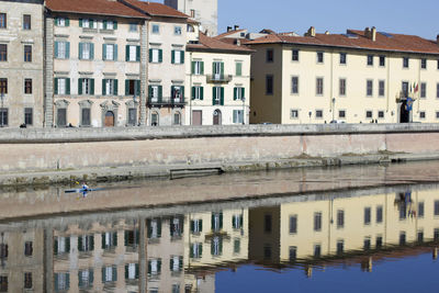 Reflection of buildings in lake