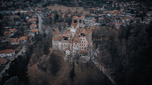 High angle view of buildings in city