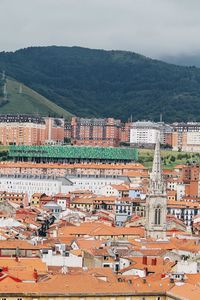 High angle view of townscape against sky