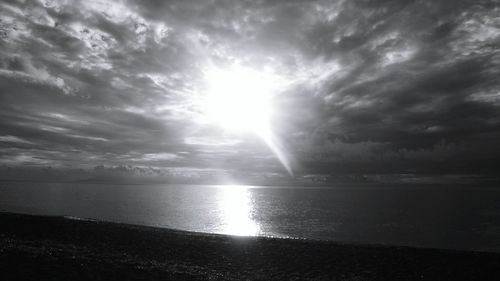 Scenic view of sea against cloudy sky