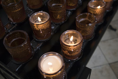Close-up of illuminated candles