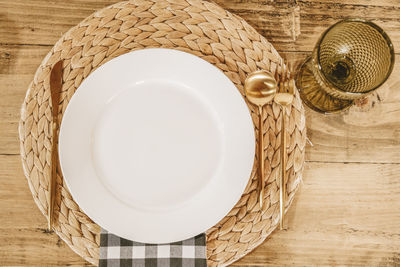 Directly above shot of empty plate on table