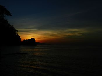 View of calm sea at sunset