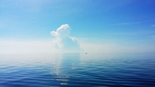 Scenic view of sea against blue sky