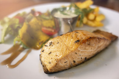 Close-up of meal served in plate