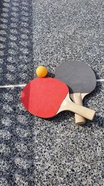 High angle view of table tennis 