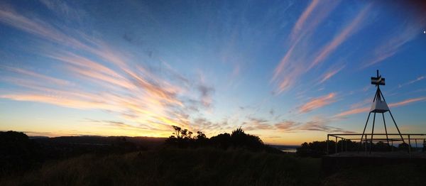 Scenic view of landscape against sky at sunset