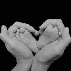 Close-up of hands holding baby's feet 
