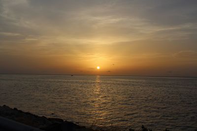 Scenic view of sea at sunset