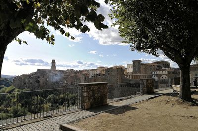 Residential district against sky