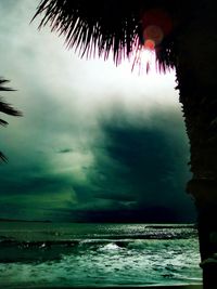 Scenic view of sea against cloudy sky