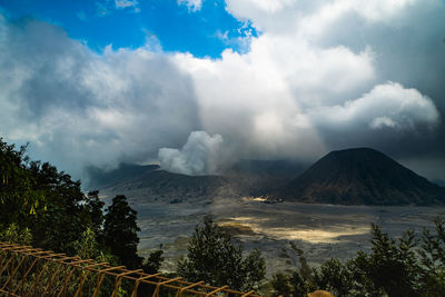 View of clouds over mountain