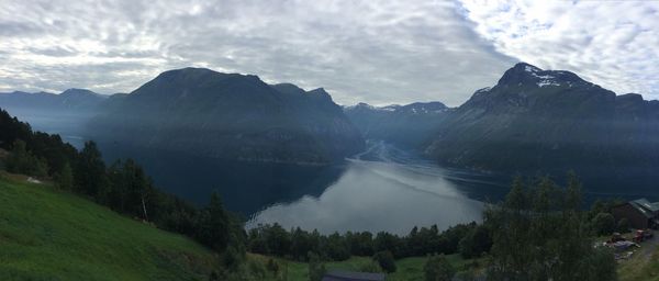 Scenic view of mountains against sky