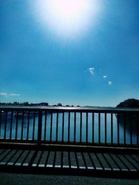 Pier over sea against blue sky