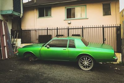 Vintage car on city street