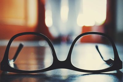 Close-up of sunglasses on table