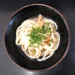 High angle view of soup in bowl