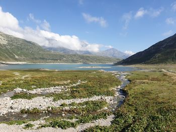 Scenic view of mountains against sky