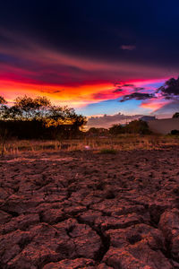 Scenic view of dramatic sky during sunset