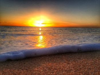 Scenic view of sea at sunset