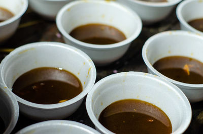 Close-up of coffee served on table