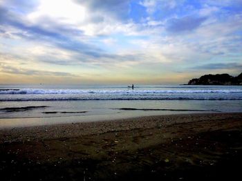 Scenic view of sea against sky during sunset