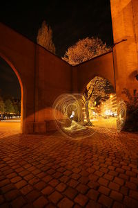 Illuminated built structure at night