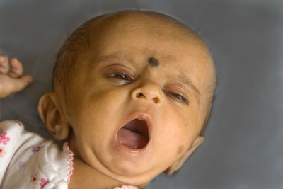 Close-up portrait of cute baby girl