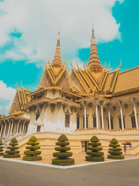 Exterior of temple building against sky