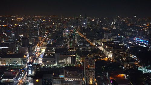 View atop the baiyok building at night an economic center city in thailand