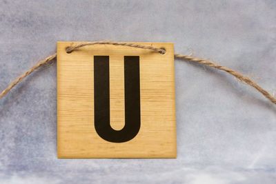 Close-up of letter z on table