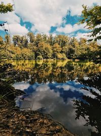 Scenic view of lake against sky